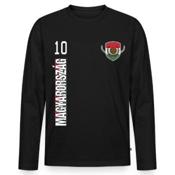 Ungarn Magyarorszag Fussball - Männer Premium Bio Langarmshirt - Schwarz - Vorne - Nico (187cm)