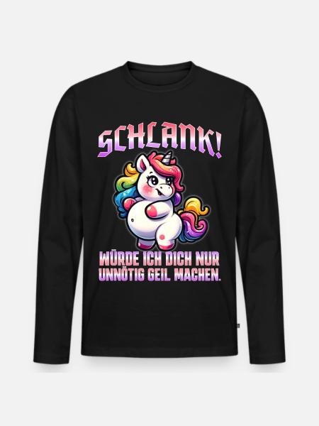 Slim & self-confident: Ironic statement - Men's Premium Organic Long Sleeve Shirt - black