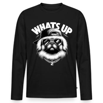 Pekingese What's Up Lion Dog Dog Gift - Men's Premium Organic Long Sleeve Shirt - black - Front - Nico (187cm)