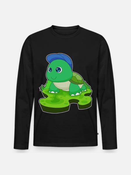 Tortoise Student Cap School - Men's Premium Organic Long Sleeve Shirt - black