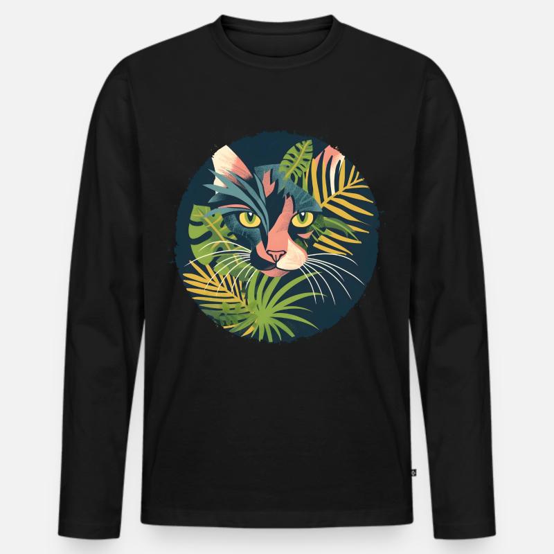 Illustration einer Katze - Männer Premium Bio Langarmshirt - Schwarz
