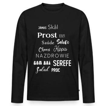 Cheers Prost Salute - Männer Premium Bio Langarmshirt - Schwarz - Vorne - Nico (187cm)