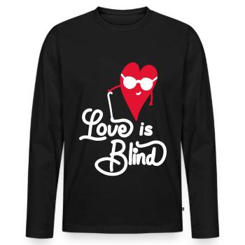 Blind Heart with Glasses and Love Slogan - Men's Premium Organic Long Sleeve Shirt - black - Front - Nico (187cm)