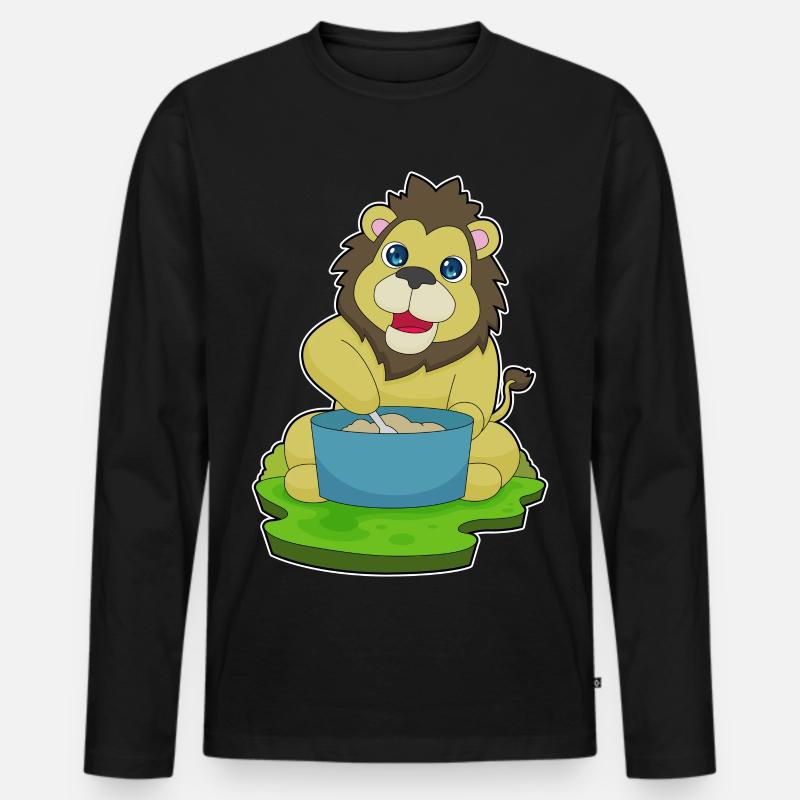 Löwe Kochtopf Löffel - Männer Premium Bio Langarmshirt - Schwarz