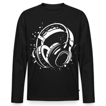 Dj Kopfhörer Skizze - Männer Premium Bio Langarmshirt - Schwarz - Vorne - Nico (187cm)