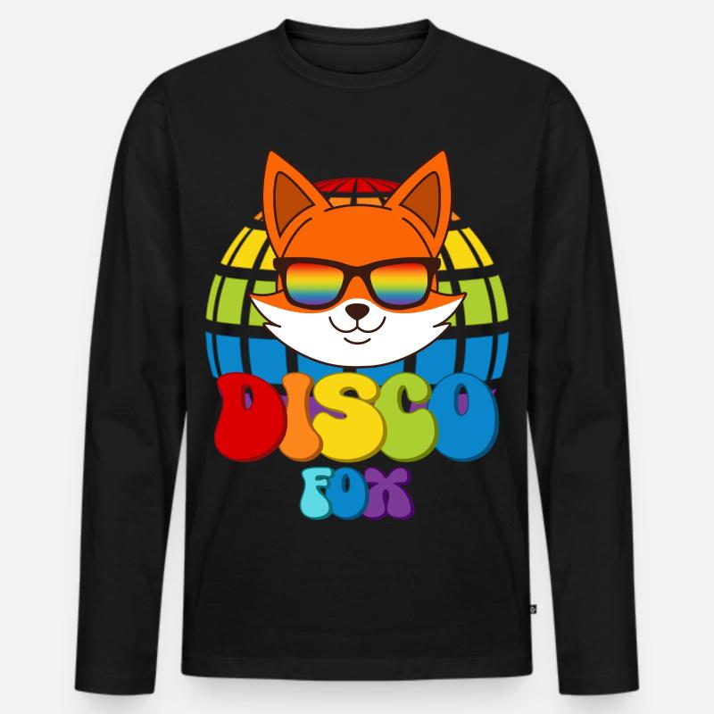 Disco Fox Discokugel Fuchs Sonnenbrille Discofox - Männer Premium Bio Langarmshirt - Schwarz
