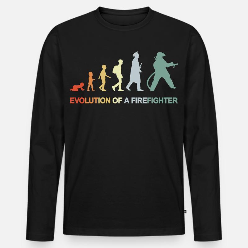 Feuerwehrmann Evolution - Männer Premium Bio Langarmshirt - Schwarz