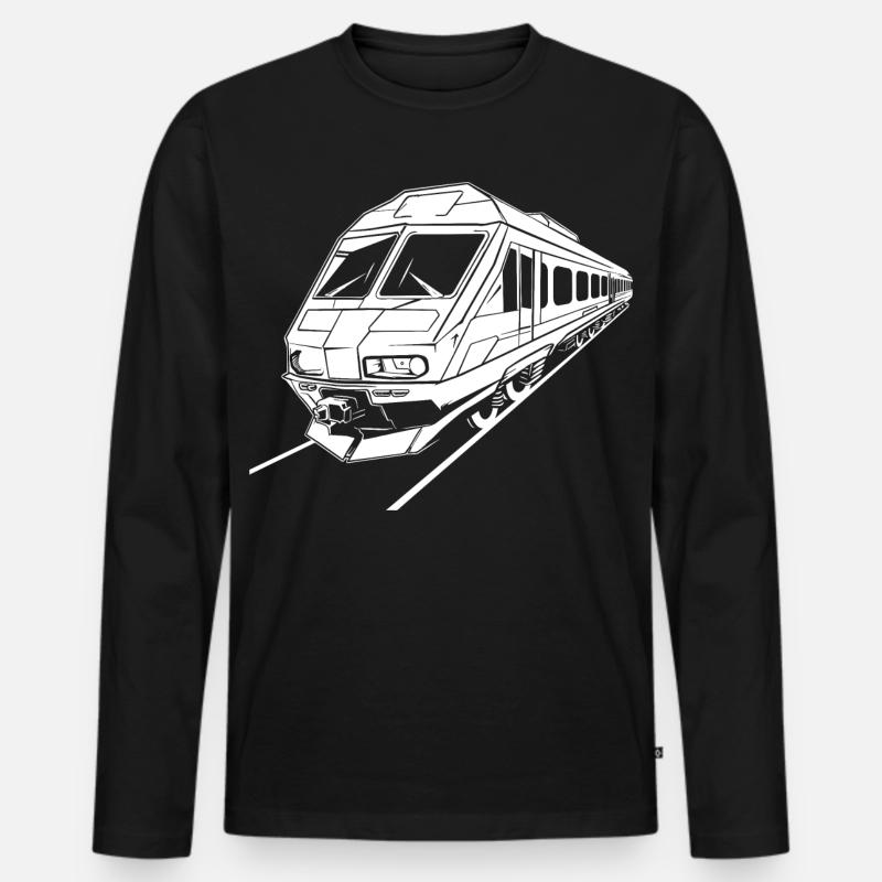 Zug Zeichnung - Männer Premium Bio Langarmshirt - Schwarz