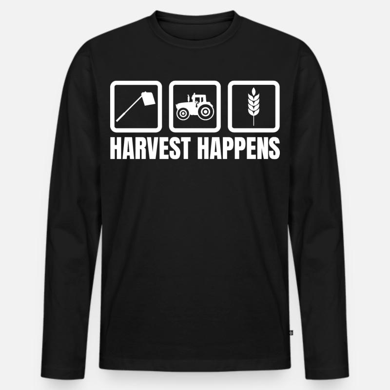 Die Ernte findet statt - Männer Premium Bio Langarmshirt - Schwarz