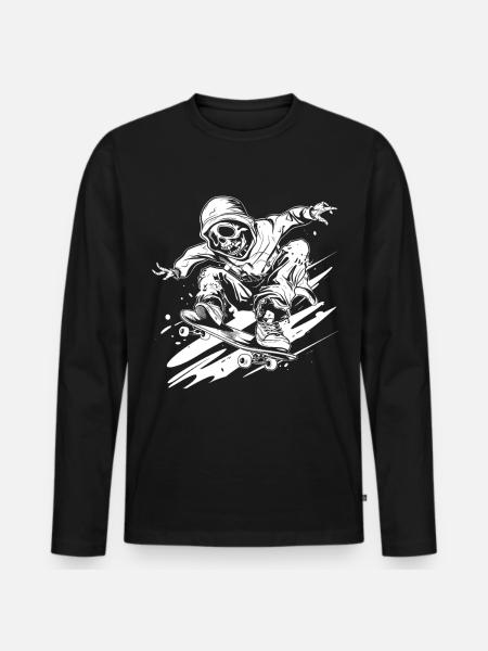 Skateboarding Cartoon Style - Men's Premium Organic Long Sleeve Shirt - black