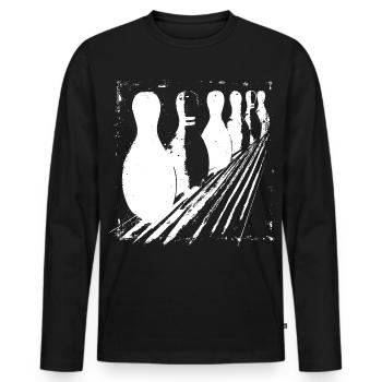 Bowling Pins - Männer Premium Bio Langarmshirt - Schwarz - Vorne - Nico (187cm)