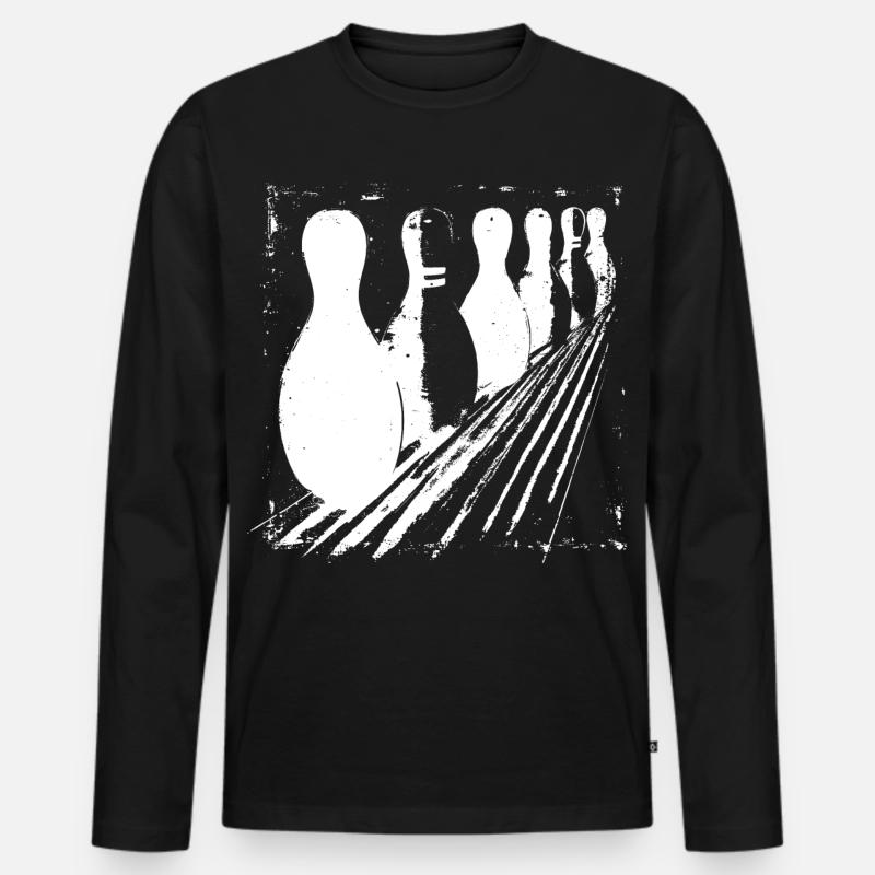Bowling Pins - Männer Premium Bio Langarmshirt - Schwarz