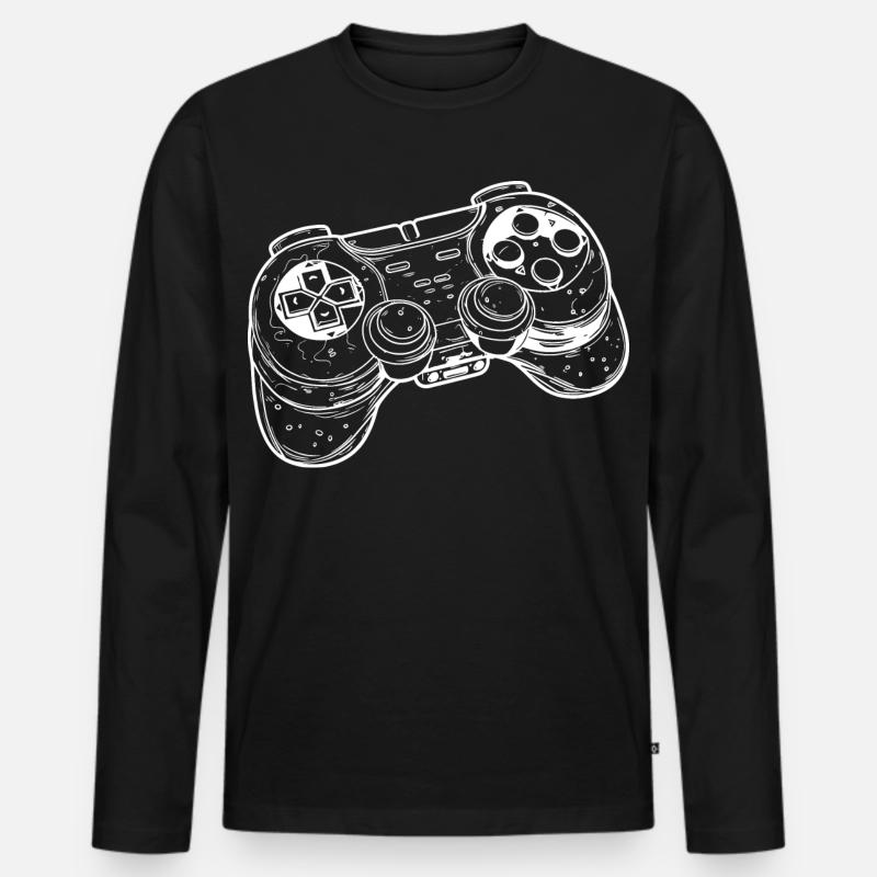 Videospiel Controller Zeichnung - Männer Premium Bio Langarmshirt - Schwarz