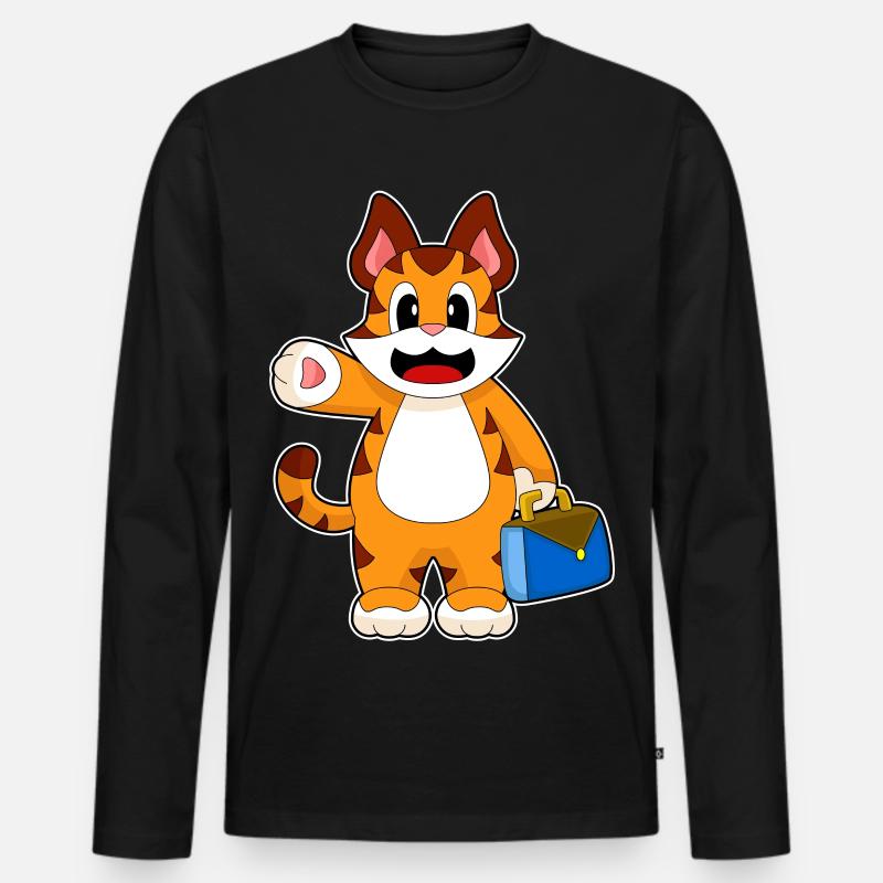 Tiger Unternehmer - Männer Premium Bio Langarmshirt - Schwarz