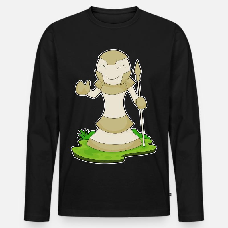Schachfigur Bauer Schach - Männer Premium Bio Langarmshirt - Schwarz