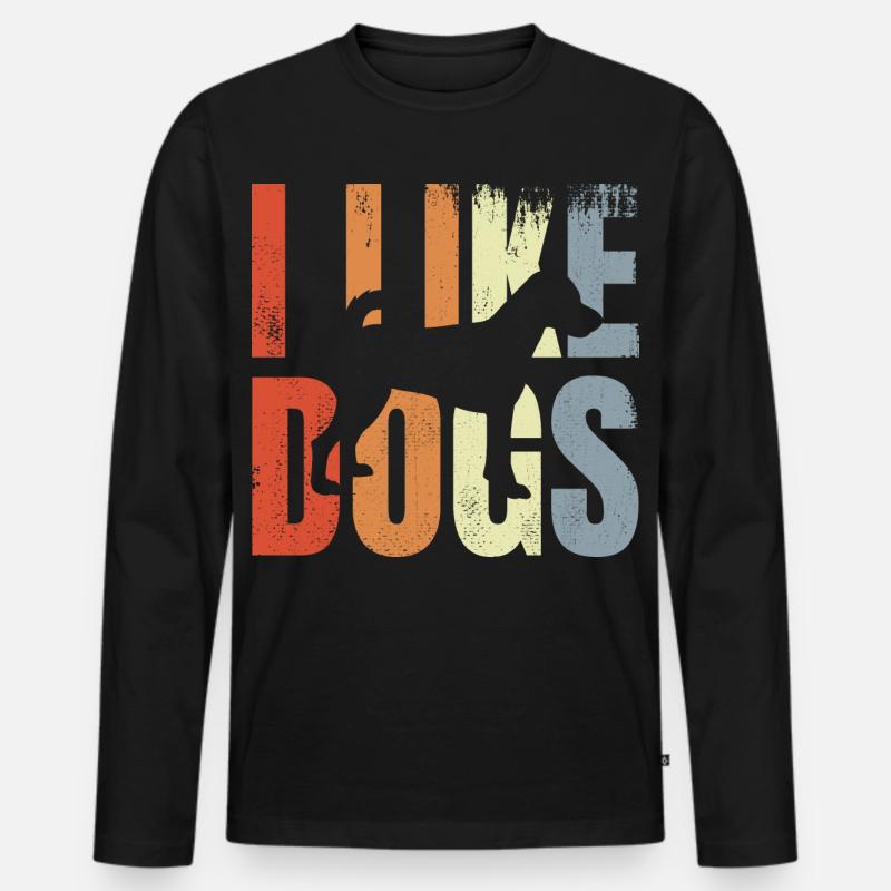 I Like Dogs - Männer Premium Bio Langarmshirt - Schwarz