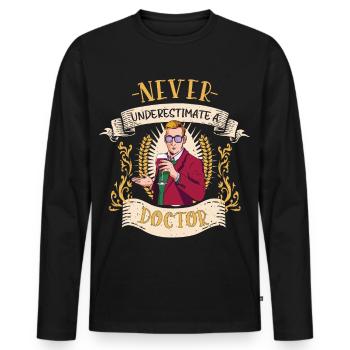Cadeau drôle de docteur professionnel médical - T-shirt manches longues Premium bio Homme - noir - Devant - Nico (187cm)