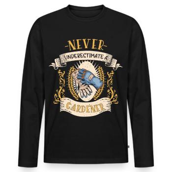 Gardener Green Thumb Funny Gift - Men's Premium Organic Long Sleeve Shirt - black - Front - Nico (187cm)