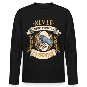 Cadeau drôle professionnel de charpentier en bois - T-shirt manches longues Premium bio Homme - noir - Devant - Nico (187cm)