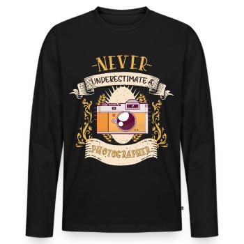 Photographe Instantané Artiste Cadeau Drôle - T-shirt manches longues Premium bio Homme - noir - Devant - Nico (187cm)