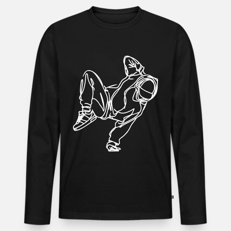 Breakdancer Zeichnung - Männer Premium Bio Langarmshirt - Schwarz