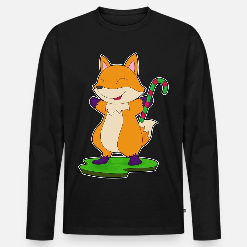 Fuchs Zuckerstange - Männer Premium Bio Langarmshirt - Schwarz