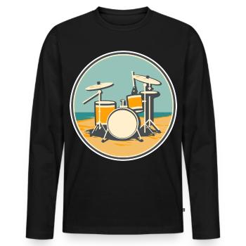 Drum Set Illustration - Männer Premium Bio Langarmshirt - Schwarz - Vorne - Nico (187cm)