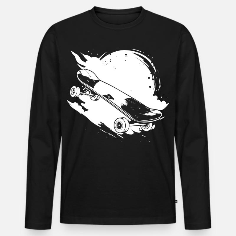 Skateboard Zeichnung - Männer Premium Bio Langarmshirt - Schwarz