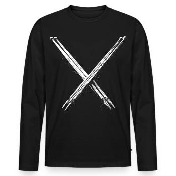 Drumsticks Zeichnung - Männer Premium Bio Langarmshirt - Schwarz - Vorne - Nico (187cm)