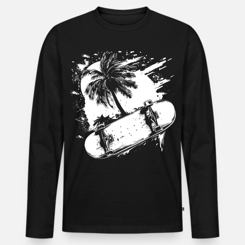 Skateboarding Zeichnung - Männer Premium Bio Langarmshirt - Schwarz