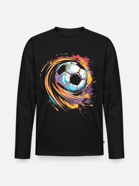 Fußball Streetart - Männer Premium Bio Langarmshirt - Schwarz