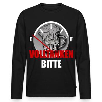 volltanken bitte - Bier trinken - Männer Premium Bio Langarmshirt - Schwarz - Vorne - Nico (187cm)
