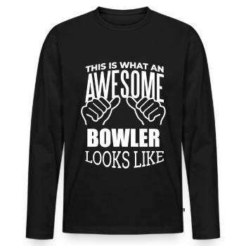 Bowling Bowling Bowling - Men's Premium Organic Long Sleeve Shirt - black - Front - Nico (187cm)