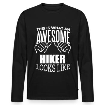 Hiking Hiking Hiking - Men's Premium Organic Long Sleeve Shirt - black - Front - Nico (187cm)