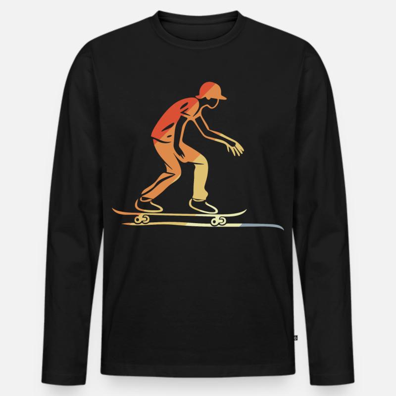 Skateboardfahrer Grafik Retro - Männer Premium Bio Langarmshirt - Schwarz