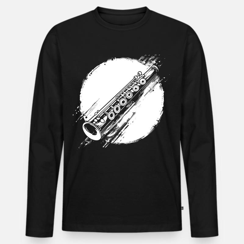 Flöte Grafik - Männer Premium Bio Langarmshirt - Schwarz