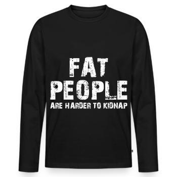 Les gros sont plus difficiles à kidnapper - T-shirt manches longues Premium bio Homme - noir - Devant - Nico (187cm)