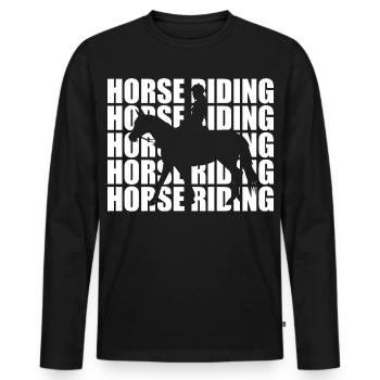 Horse Riding - Men's Premium Organic Long Sleeve Shirt - black - Front - Nico (187cm)