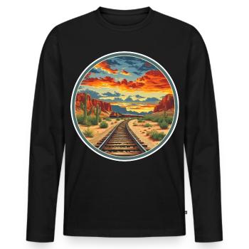 Chemin de fer - T-shirt manches longues Premium bio Homme - noir - Devant - Nico (187cm)