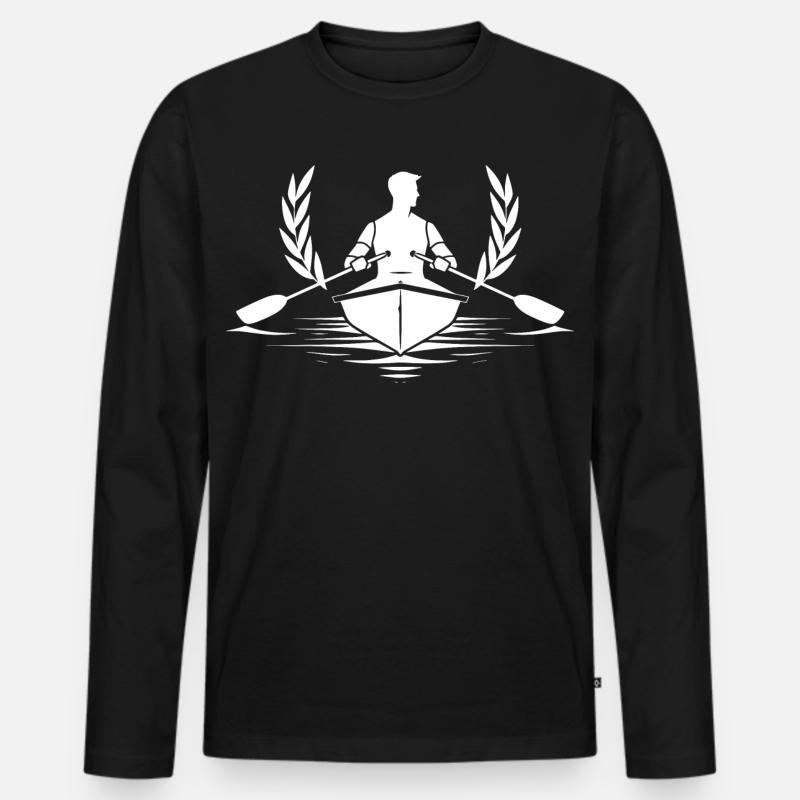 Ruderer Skizze - Männer Premium Bio Langarmshirt - Schwarz