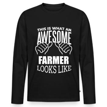 Farmer Farmer Farmer - Men's Premium Organic Long Sleeve Shirt - black - Front - Nico (187cm)