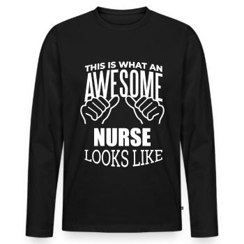 Nurse Nurse Nurse - Men's Premium Organic Long Sleeve Shirt - black - Front - Nico (187cm)