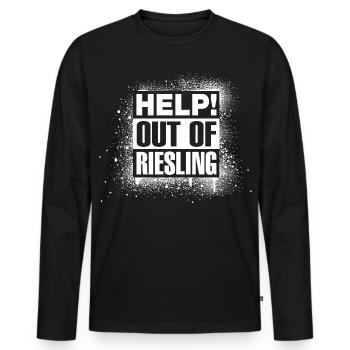 HELP! Out of Riesling - Men's Premium Organic Long Sleeve Shirt - black - Front - Nico (187cm)