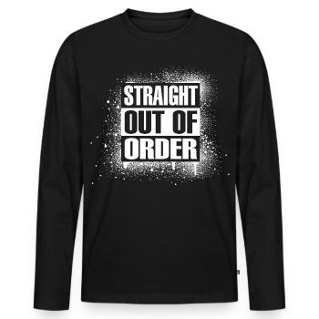 Straight out of order - Männer Premium Bio Langarmshirt - Schwarz - Vorne - Nico (187cm)