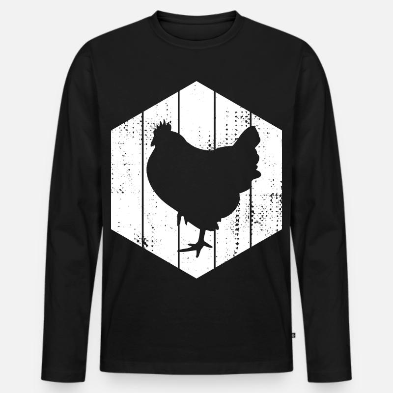 Henne Zeichnung - Männer Premium Bio Langarmshirt - Schwarz