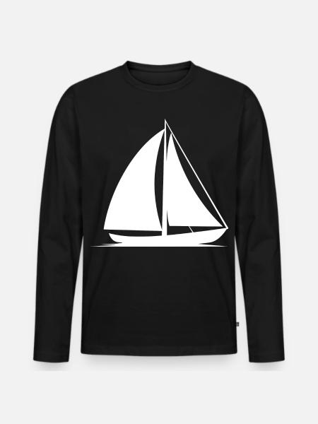 Sailboat Line Art - Men's Premium Organic Long Sleeve Shirt - black