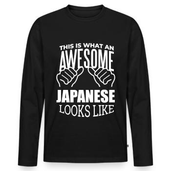 Japan Japan Japan - Men's Premium Organic Long Sleeve Shirt - black - Front - Nico (187cm)