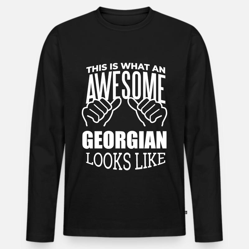 Georgien - Männer Premium Bio Langarmshirt - Schwarz
