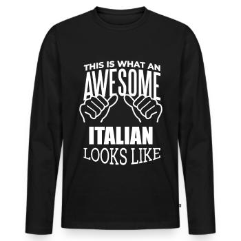 Italy Italy Italy - Men's Premium Organic Long Sleeve Shirt - black - Front - Nico (187cm)
