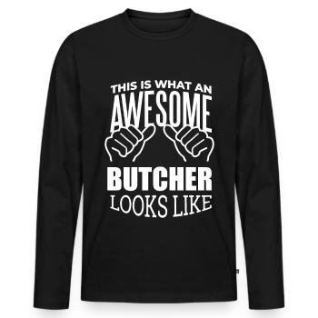 Boucher Boucher Boucher - T-shirt manches longues Premium bio Homme - noir - Devant - Nico (187cm)